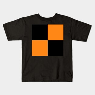 Orange and Black Checker Print Kids T-Shirt